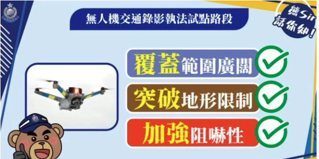 港警將首 次以無人機進行交通錄影執法