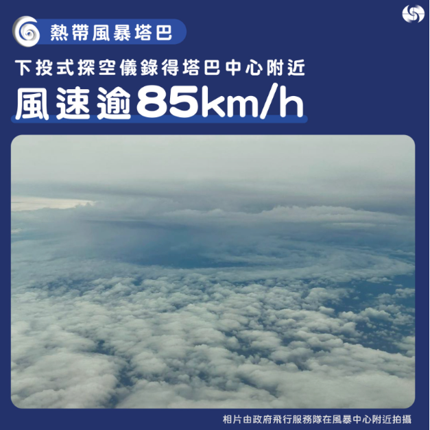 熱帶風暴“塔巴”逼近香港　政府飛行服務隊“追風”